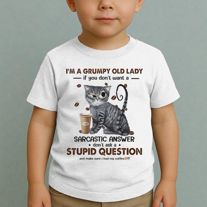 IM A Grumpy Old Lady If You DonT Want Sarcastic Answer Cat Toddler T-Shirt