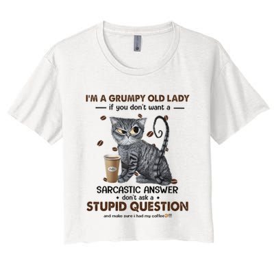 IM A Grumpy Old Lady If You DonT Want Sarcastic Answer Cat Crop Top