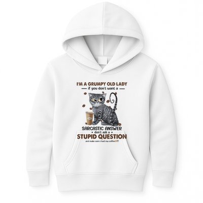 IM A Grumpy Old Lady If You DonT Want Sarcastic Answer Cat Kids Hoodie