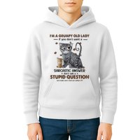 IM A Grumpy Old Lady If You DonT Want Sarcastic Answer Cat Kids Hoodie