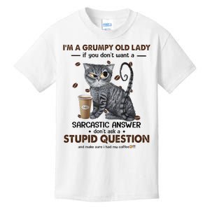 IM A Grumpy Old Lady If You DonT Want Sarcastic Answer Cat Kids T-Shirt