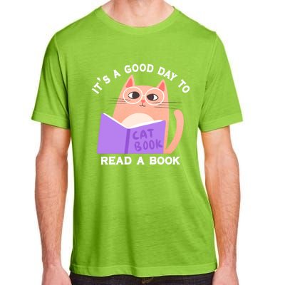 It's A Good Day To Read A Book Cat Kitty Reading Book Cute Gift Adult ChromaSoft Performance T-Shirt