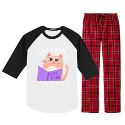 It's A Good Day To Read A Book Cat Kitty Reading Book Cute Gift Raglan Sleeve Pajama Set