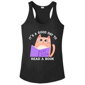 It's A Good Day To Read A Book Cat Kitty Reading Book Cute Gift Ladies PosiCharge Competitor Racerback Tank