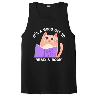 It's A Good Day To Read A Book Cat Kitty Reading Book Cute Gift PosiCharge Competitor Tank