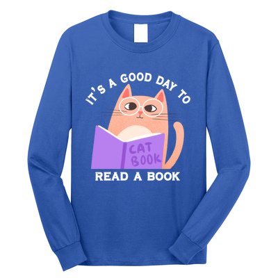 It's A Good Day To Read A Book Cat Kitty Reading Book Cute Gift Long Sleeve Shirt