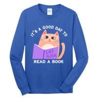 It's A Good Day To Read A Book Cat Kitty Reading Book Cute Gift Tall Long Sleeve T-Shirt