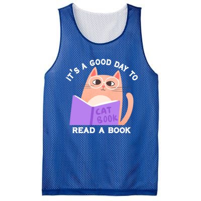 It's A Good Day To Read A Book Cat Kitty Reading Book Cute Gift Mesh Reversible Basketball Jersey Tank