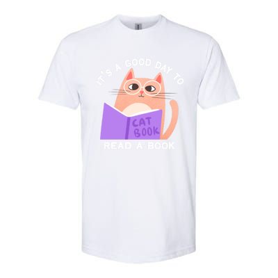 It's A Good Day To Read A Book Cat Kitty Reading Book Cute Gift Softstyle CVC T-Shirt