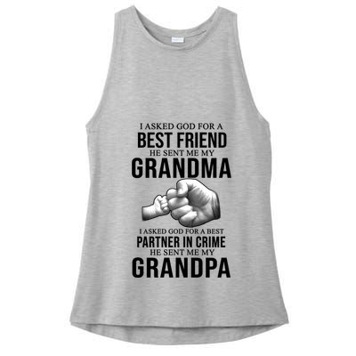I Asked God For A Best Friend He Sent Me My Grandma Ladies PosiCharge Tri-Blend Wicking Tank