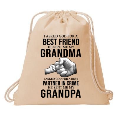 I Asked God For A Best Friend He Sent Me My Grandma Drawstring Bag