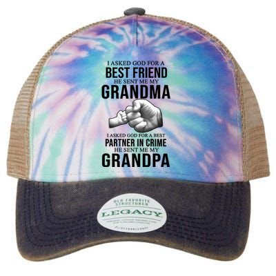 I Asked God For A Best Friend He Sent Me My Grandma Legacy Tie Dye Trucker Hat