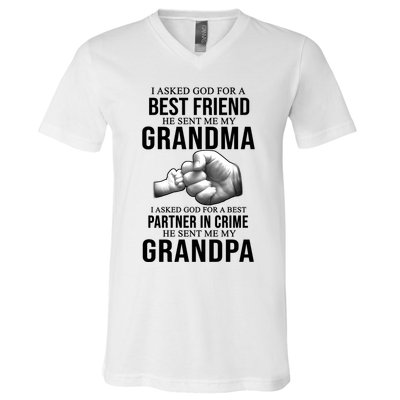 I Asked God For A Best Friend He Sent Me My Grandma V-Neck T-Shirt