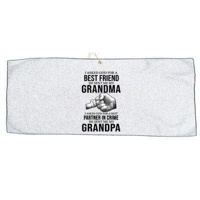 I Asked God For A Best Friend He Sent Me My Grandma Large Microfiber Waffle Golf Towel