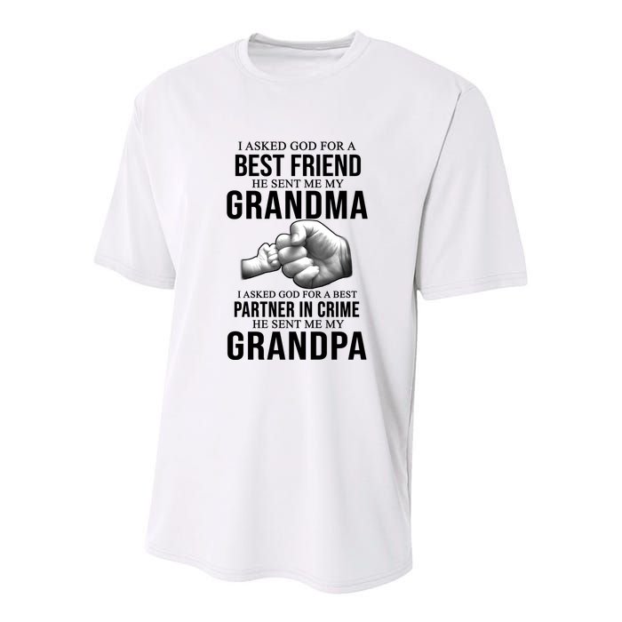 I Asked God For A Best Friend He Sent Me My Grandma Youth Performance Sprint T-Shirt