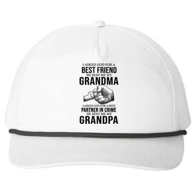 I Asked God For A Best Friend He Sent Me My Grandma Snapback Five-Panel Rope Hat