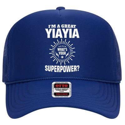 I'm A Great Yiayia Funny Grandmother Gift High Crown Mesh Back Trucker Hat