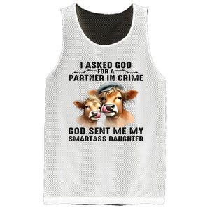 I Asked God Partner In Crime He Sent Me My Smartass Daughter Mesh Reversible Basketball Jersey Tank