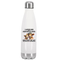 I Asked God Partner In Crime He Sent Me My Smartass Daughter Stainless Steel Insulated Water Bottle