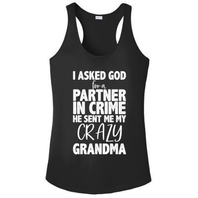 Crazy Grandma Partner In Crime Ladies PosiCharge Competitor Racerback Tank