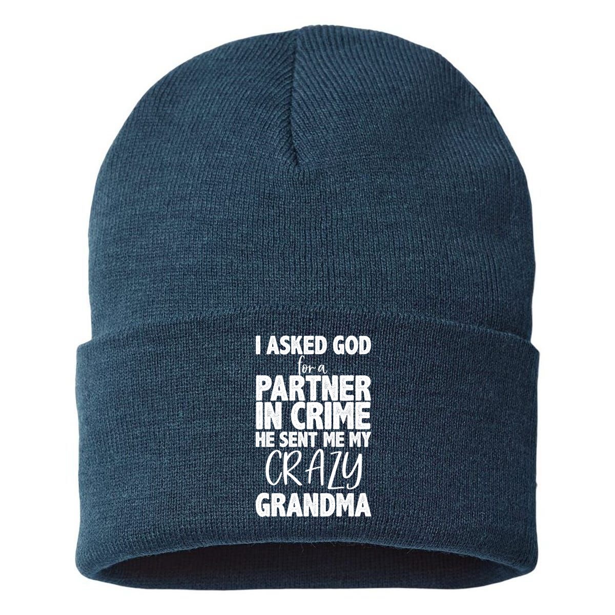 Crazy Grandma Partner In Crime Sustainable Knit Beanie