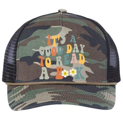 Its A Good Day To Read Books Bookish Groovy Reader Reading Gift Retro Rope Trucker Hat Cap