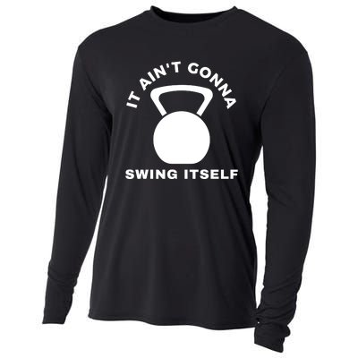 It AinT Gonna Swing Itself | Funny Kettlebell Workout Gym Cooling Performance Long Sleeve Crew