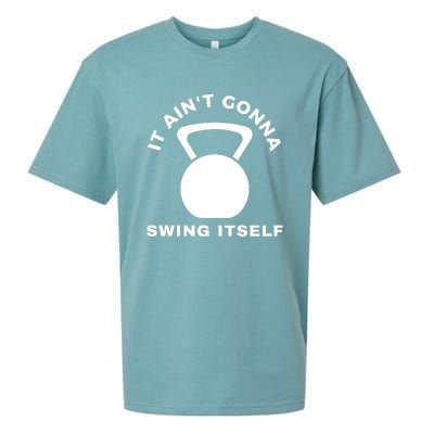 It AinT Gonna Swing Itself | Funny Kettlebell Workout Gym Sueded Cloud Jersey T-Shirt