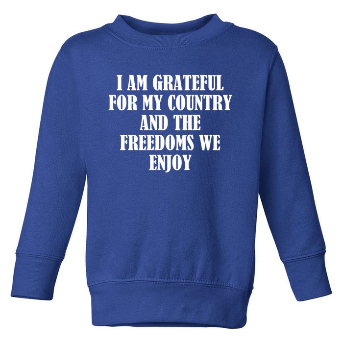 I Am Grateful For My Country And The Freedoms We Enjoy Cute Gift Toddler Sweatshirt