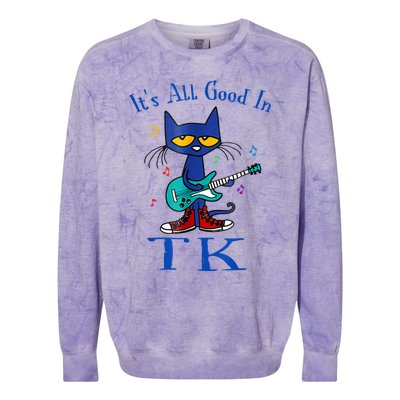 Its All Good In Tk Cat Guitar Transitional Kindergaten Colorblast Crewneck Sweatshirt