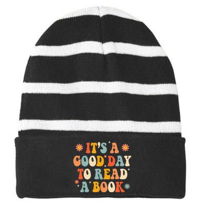 It’s a Good Day to Read a Book Lovers Library Reading  Striped Beanie with Solid Band