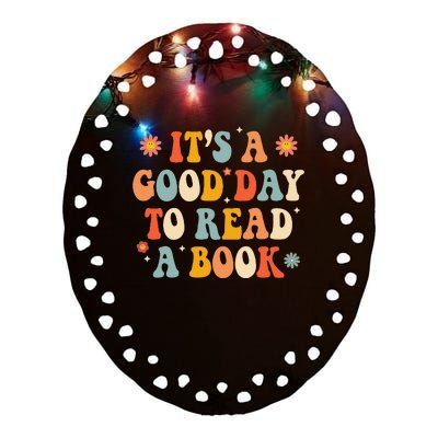 It’s a Good Day to Read a Book Lovers Library Reading  Ceramic Oval Ornament