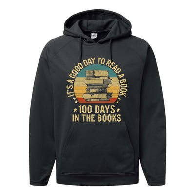 Its A Good Day To Read A Book Lovers 100 Days Of School Performance Fleece Hoodie