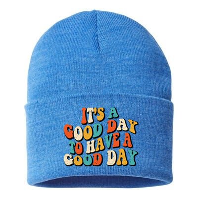 Its A Good Day To Have A Good Day Retro Groovy Vintage Gift Sustainable Knit Beanie