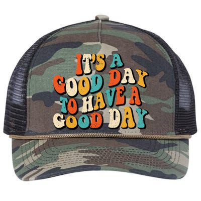 Its A Good Day To Have A Good Day Retro Groovy Vintage Gift Retro Rope Trucker Hat Cap