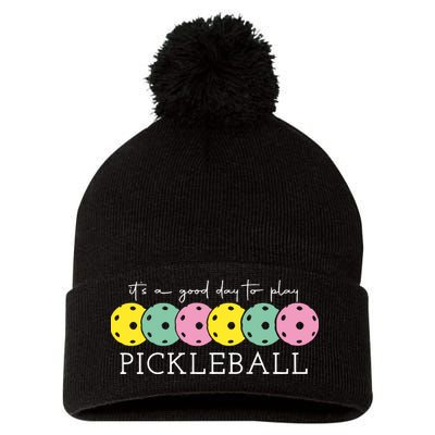 Its A Good Day To Play Pickleball Sport Pickleball Pom Pom 12in Knit Beanie