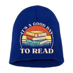 It's A Good Day To Read Tee Retro Book Lover Gift Short Acrylic Beanie