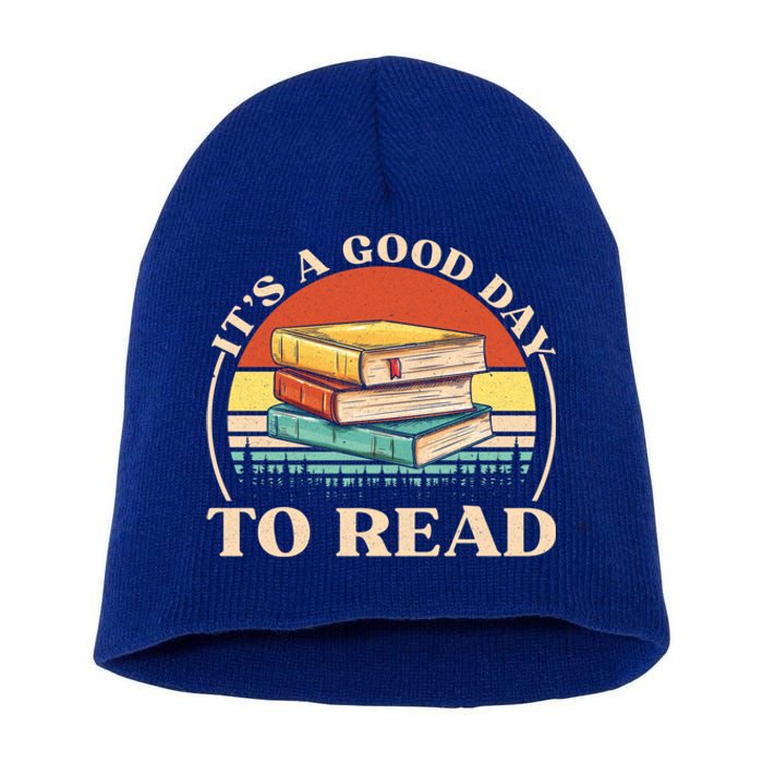 It's A Good Day To Read Tee Retro Book Lover Gift Short Acrylic Beanie