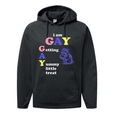 I Am Gay Getting A Yummy Little Treat Apparel Performance Fleece Hoodie