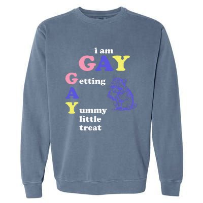 I Am Gay Getting A Yummy Little Treat Apparel Garment-Dyed Sweatshirt