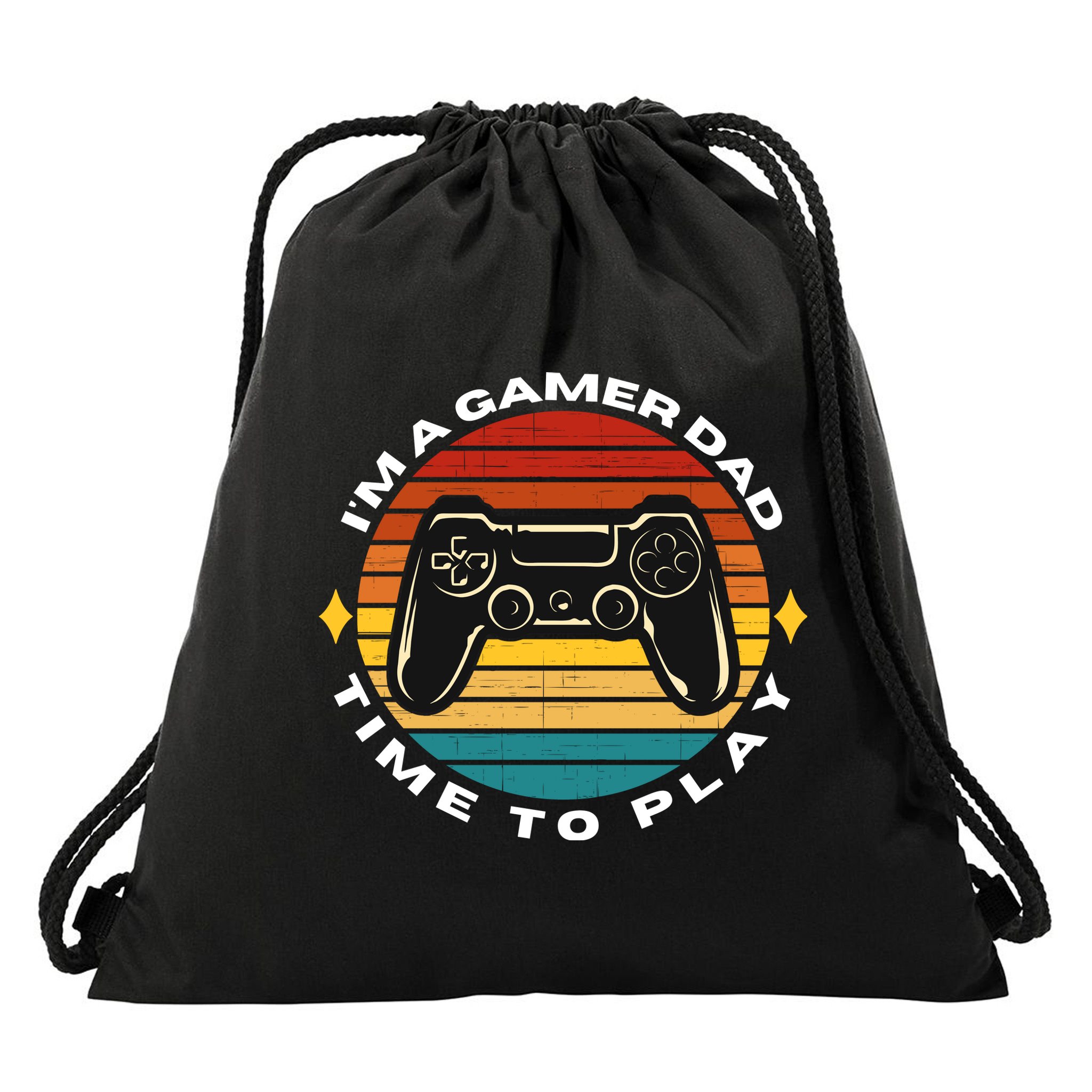 I'm A Gamer Dad Time To Play, Funny Gamer, Funny Dad Drawstring Bag