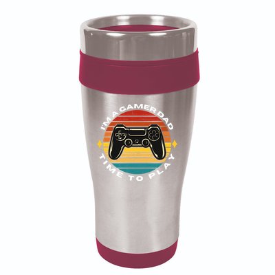I'm A Gamer Dad Time To Play, Funny Gamer, Funny Dad 16oz Travel Tumbler