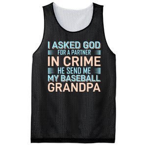 I Aske God For A Partner In Crime He Send Me My Baseball Grandpa Mesh Reversible Basketball Jersey Tank