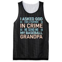 I Aske God For A Partner In Crime He Send Me My Baseball Grandpa Mesh Reversible Basketball Jersey Tank