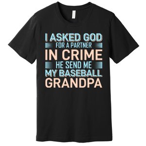 I Aske God For A Partner In Crime He Send Me My Baseball Grandpa Premium T-Shirt