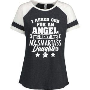 I Asked God For An Angel He Sent Me My Daughter Father Enza Ladies Jersey Colorblock Tee