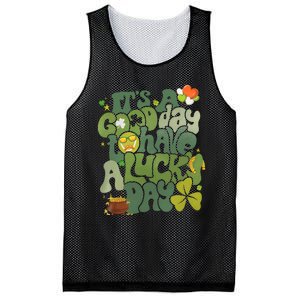 It's A Good Day To Have A Lucky Day St Patrick's Day Groovy Lucky Shamrock Mesh Reversible Basketball Jersey Tank