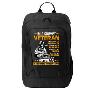 Im A Grumpy Veteran Military Wall Art This Modern Funny Patriotic Flag City Backpack