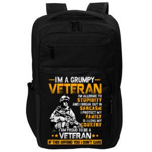 Im A Grumpy Veteran Military Wall Art This Modern Funny Patriotic Flag Impact Tech Backpack