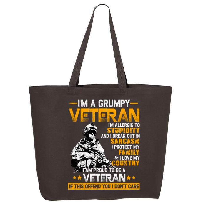 Im A Grumpy Veteran Military Wall Art This Modern Funny Patriotic Flag 25L Jumbo Tote